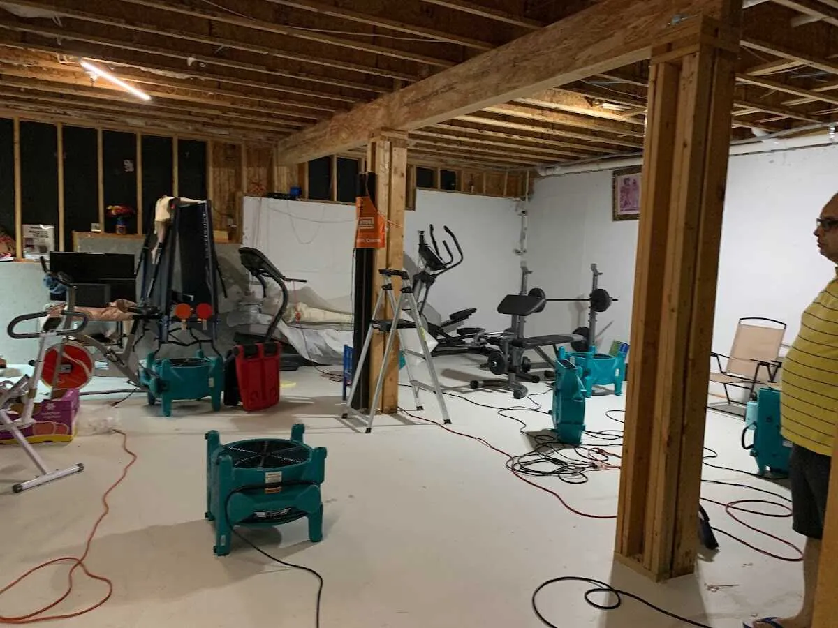 Basement drying equipment setup for Structural Drying in Castle Pines